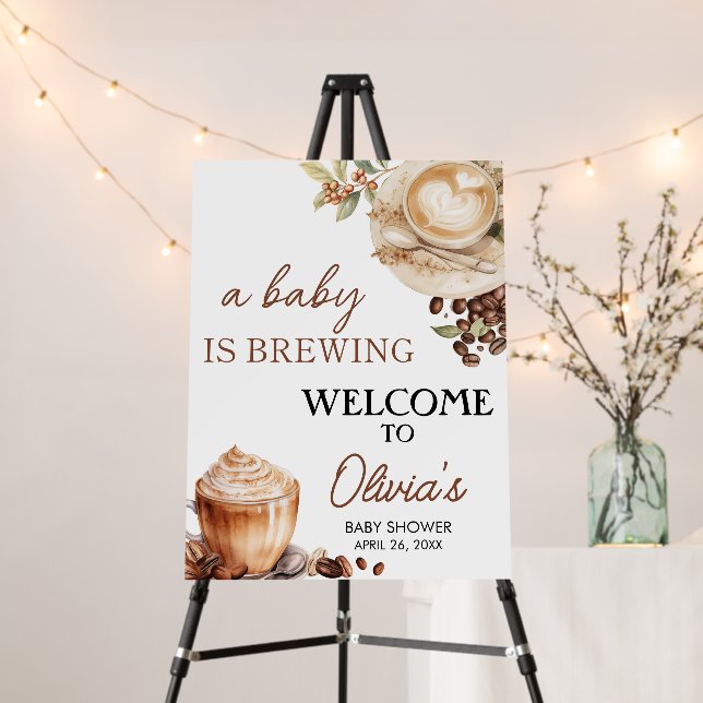 Baby is Brewing Coffee Bean Welcome Sign (In Situ (Stand))