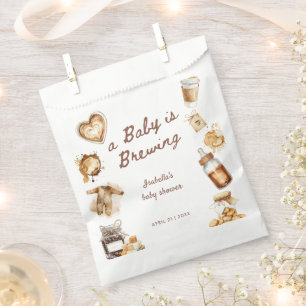 Baby Is Brewing Coffee Brown Baby Shower Favor Bag