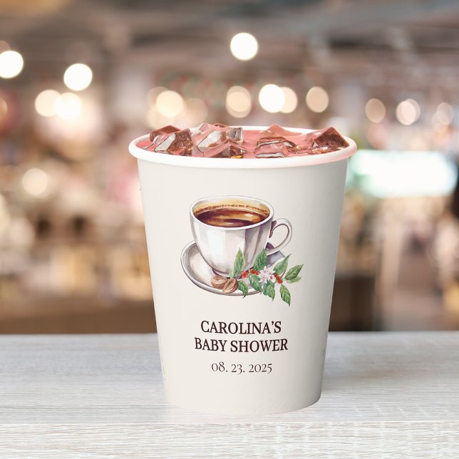Baby is Brewing Coffee brown Baby Shower Paper Cups (Creator Uploaded)