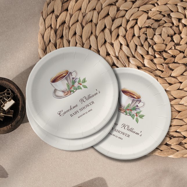 Baby is Brewing Coffee brown Baby Shower Paper Plates (Creator Uploaded)
