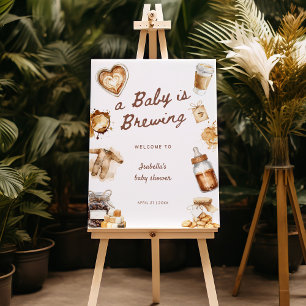 Baby Is Brewing Coffee Brown Baby Shower Welcome Foam Board