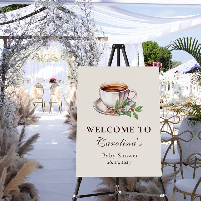 Baby is Brewing Coffee brown Baby Shower welcome Foam Board (Creator Uploaded)