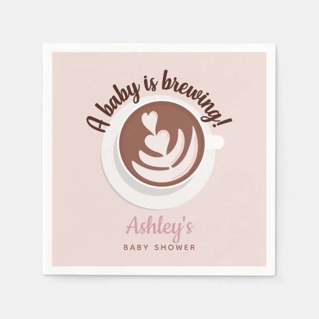 Baby is Brewing Coffee Brunch Baby Shower Sprinkle Napkins (Front)