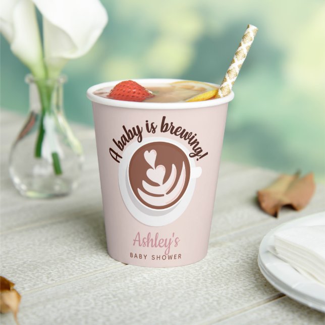 Baby is Brewing Coffee Brunch Baby Shower Sprinkle Paper Cups (Insitu)