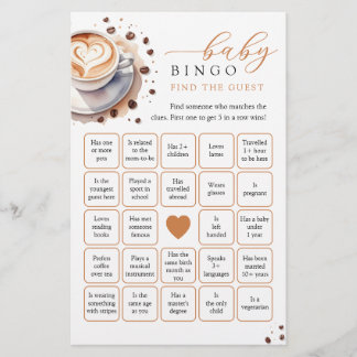 Baby is Brewing Coffee Find the guest Bingo Game