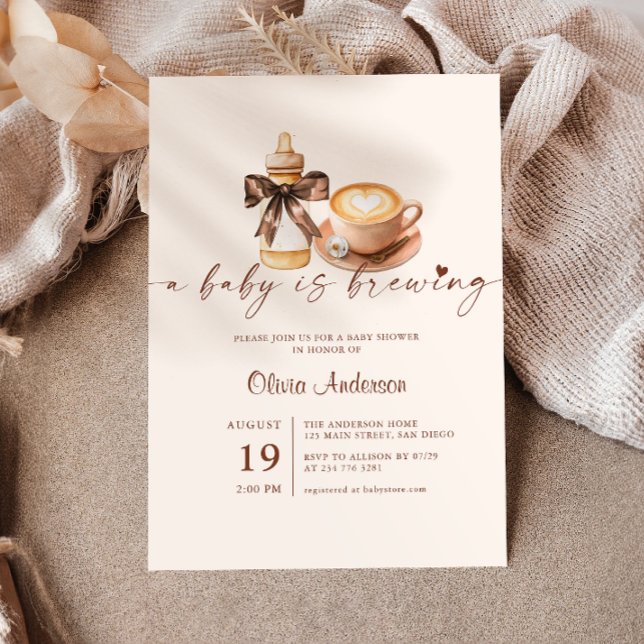 Baby Is Brewing Coffee Gender Neutral Baby Shower Invitation (Creator Uploaded)