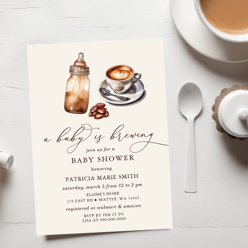 Baby is Brewing Coffee Gender Neutral Baby Shower Invitation