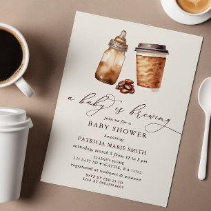 Baby is Brewing Coffee Gender Neutral Baby Shower Invitation