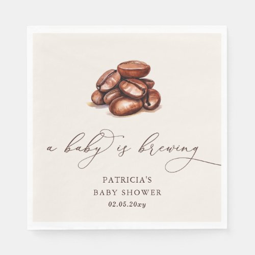 Baby is Brewing Coffee Gender Neutral Baby Shower Napkins