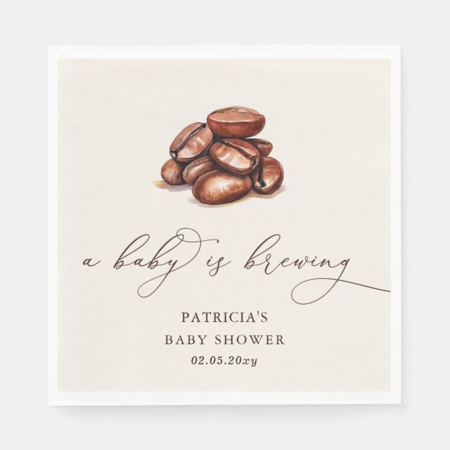 Baby is Brewing Coffee Gender Neutral Baby Shower Napkins (Front)