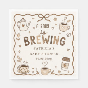 Baby is Brewing Coffee Gender Neutral Baby Shower Napkins