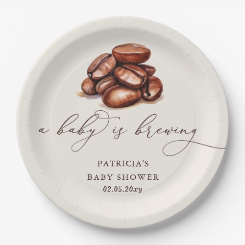 Baby is Brewing Coffee Gender Neutral Baby Shower Paper Plates