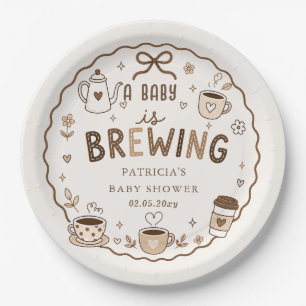 Baby is Brewing Coffee Gender Neutral Baby Shower Paper Plates
