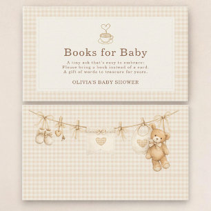 Baby is Brewing Coffee Gingham Books For Baby Enclosure Card