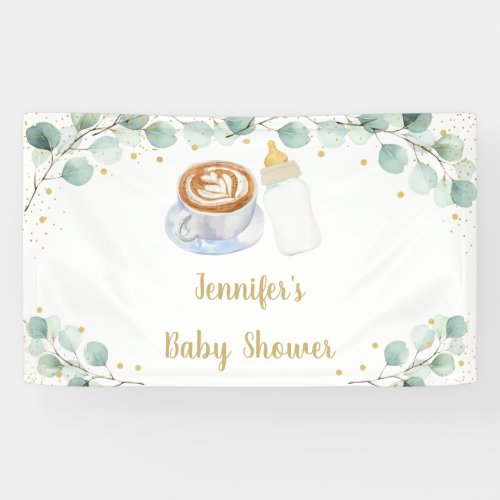 Baby Is Brewing Coffee Greenery Baby Shower Banner