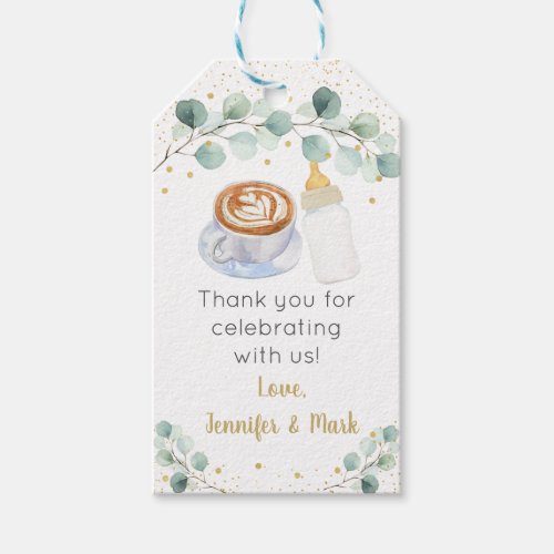 Baby Is Brewing Coffee Greenery Baby Shower Gift Tags