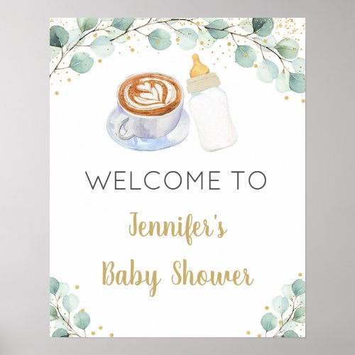 Baby Is Brewing Coffee Greenery Welcome Sign