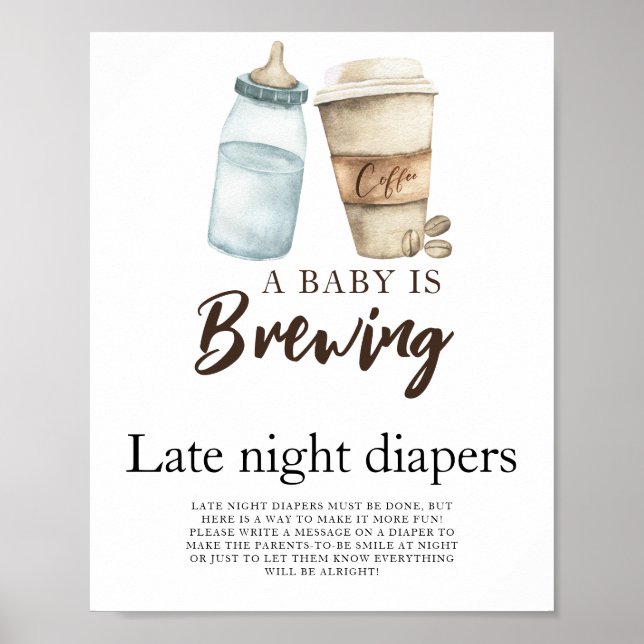 Baby is brewing coffee Late night diapers game  Poster (Front)