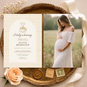 Baby is Brewing Coffee Photo Baby Shower Invitation