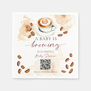 Baby Is Brewing Coffee Photo Share QR Code Napkins