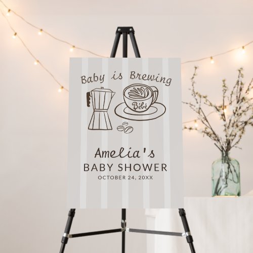 Baby is Brewing Coffee Stripes Baby Shower Foam Board