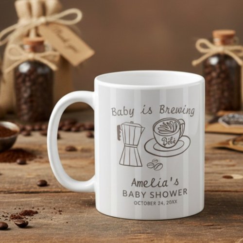 Baby is Brewing Coffee Stripes Baby Shower Mug
