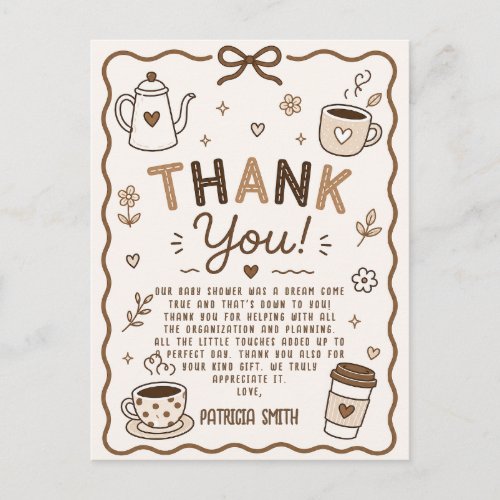 Baby is Brewing Coffee Thank You PostCard