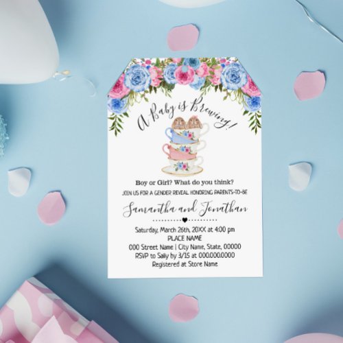 Baby is Brewing Easter Gender Reveal Tea invite