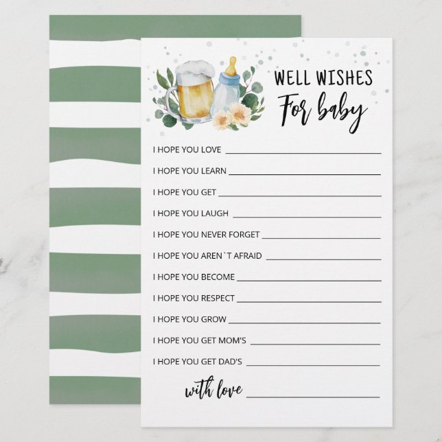 Baby Is Brewing Editable Well Wishes for the Baby (Front/Back)