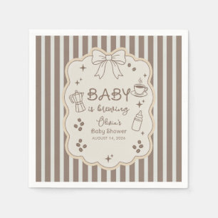 Baby is Brewing Espresso Coffee Baby Shower Napkins