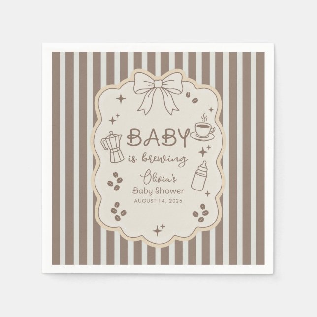 Baby is Brewing Espresso Coffee Baby Shower Napkins (Front)