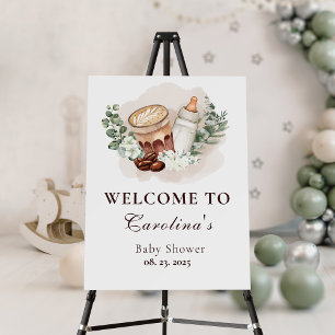 Baby is Brewing floral Coffee Baby Shower welcome Foam Board