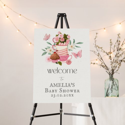 Baby is brewing floral teacup Baby shower Welcome Foam Board