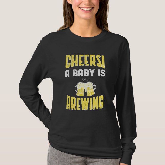 Baby Is Brewing Funny Pregnancy Announcement T-Shirt (Front)