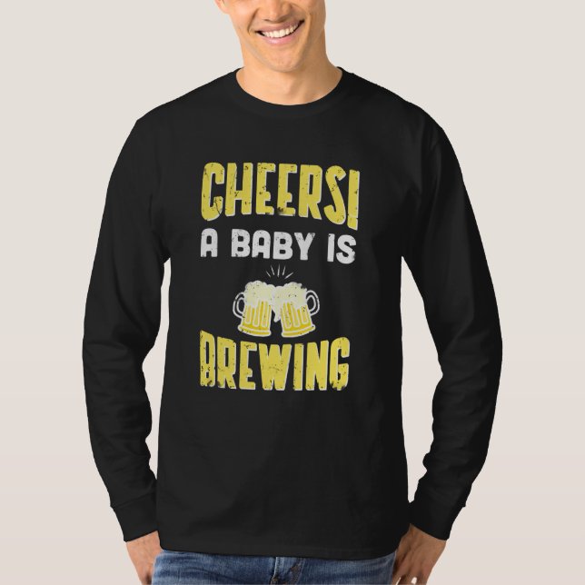 Baby Is Brewing Funny Pregnancy Announcement T-Shirt (Front)