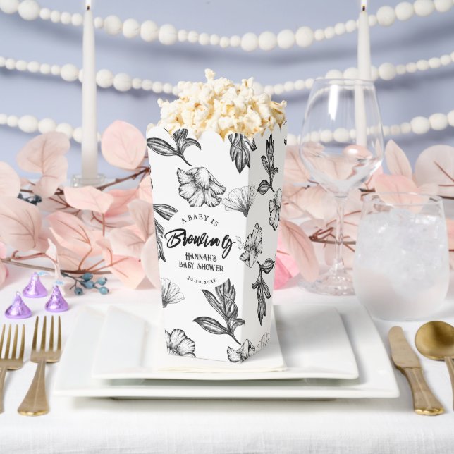 Baby is brewing Gothic Flower Baby Shower popcorn Favor Boxes (Wedding)
