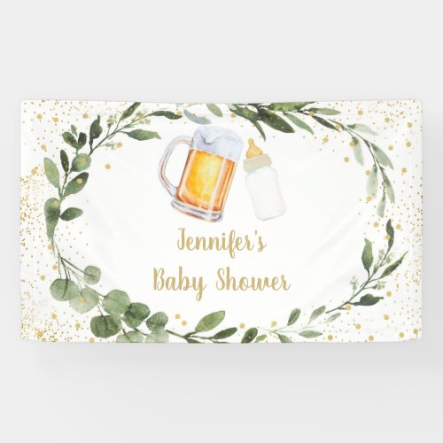 Baby Is Brewing Greenery Baby Shower Banner