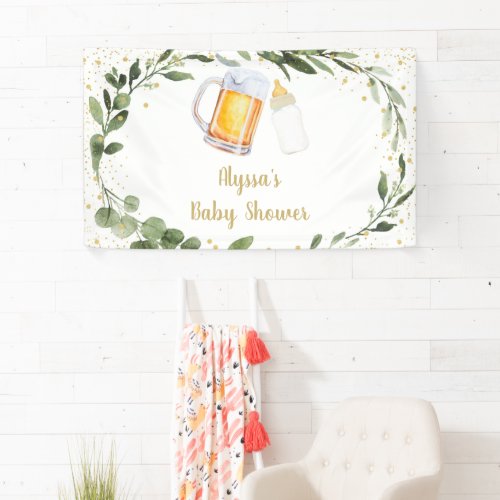 Baby Is Brewing Greenery Baby Shower Banner