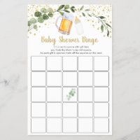 Baby Is Brewing Greenery Baby Shower Bingo Game