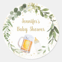 Baby Is Brewing Greenery Baby Shower Classic Round Sticker