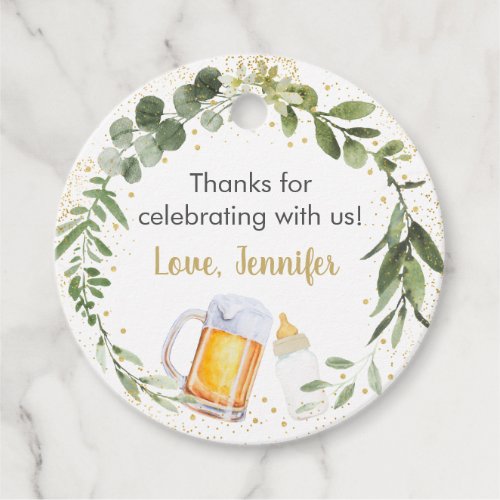 Baby Is Brewing Greenery Baby Shower Favor Tags