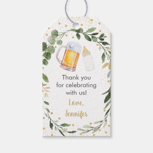 Baby Is Brewing Greenery Baby Shower Gift Tags