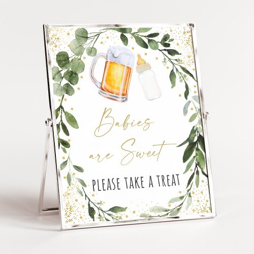 Baby Is Brewing Greenery Baby Shower Treat Sign