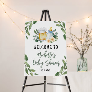 Baby Is Brewing Greenery Baby Shower Welcome Foam Board