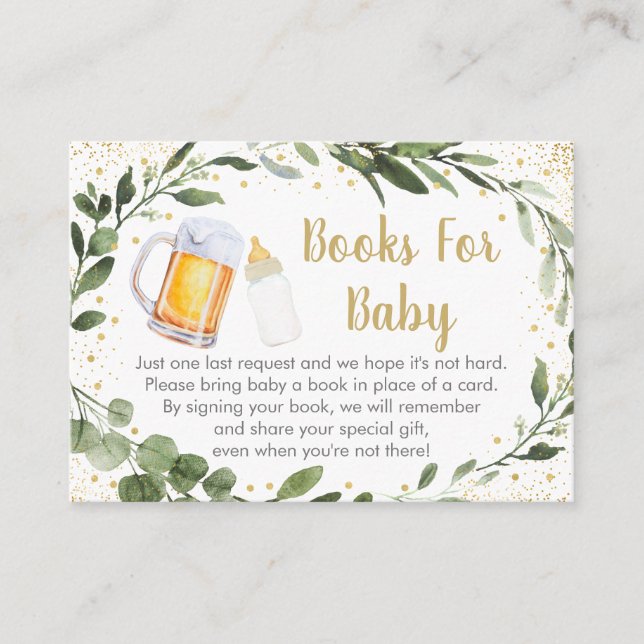 Baby Is Brewing Greenery Book Request Enclosure Card (Front)