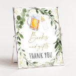 Baby Is Brewing Greenery Books & Gifts Sign<br><div class="desc">This design features watercolor greenery with a beer and baby bottle and gold foil accents.</div>
