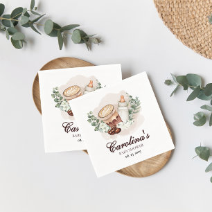 Baby is Brewing greenery Coffee Baby Shower Napkins