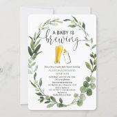 Baby is Brewing greenery couples baby shower Invitation (Front)