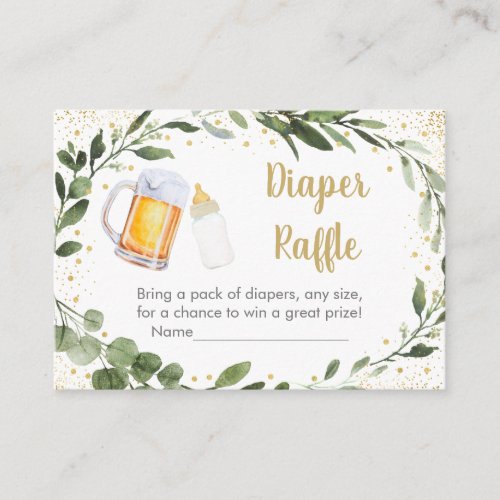 Baby Is Brewing Greenery Diaper Raffle Cards