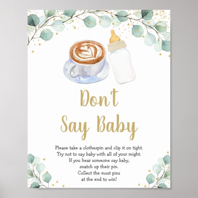 Baby Is Brewing Greenery Don't Say Baby Game Poster (Front)